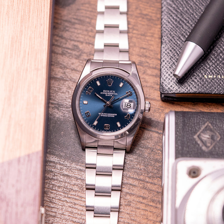 2000 Rolex Oyster Perpetual Date 15200 Blue Arabic