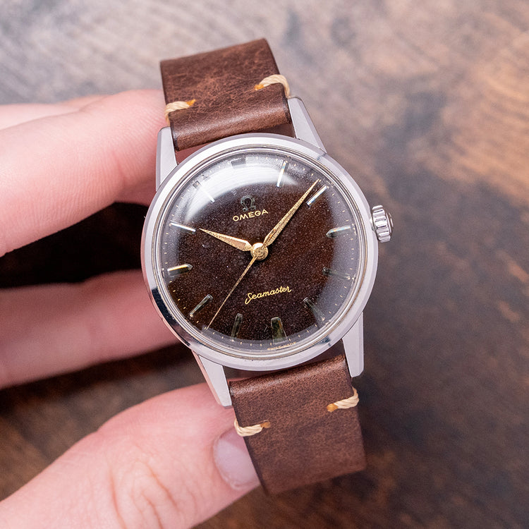 1960 Omega Seamaster Tropical Brown Gilt Dial 35mm 14390