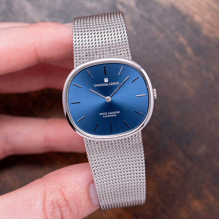 1970s Universal Geneve White Shadow Automatic Blue 866050