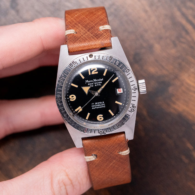 1960s Marc Nicolet Skin Diver Date Automatic ETA 2472 36mm