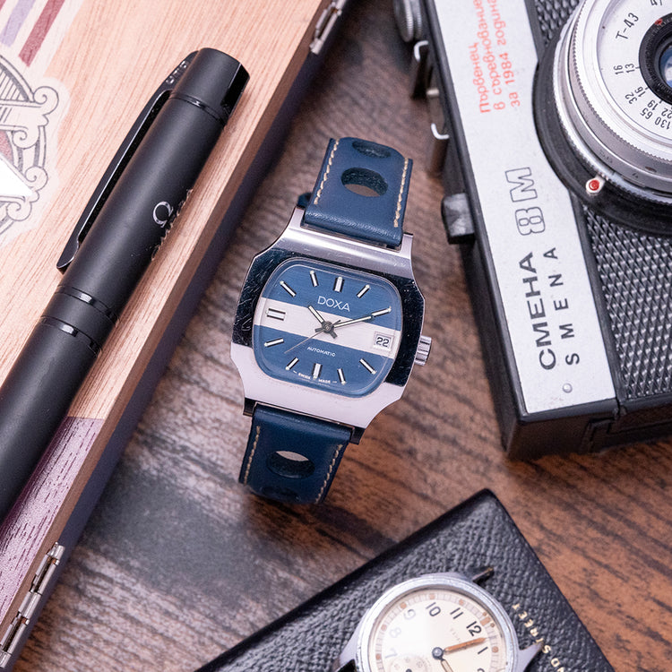 1970s Near New Old Stock Doxa Automatic Blue Dial