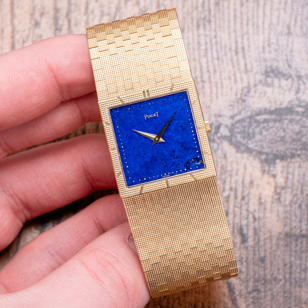 1970s Piaget Lapis Lazuli Dial 18ct Gold on Bracelet 935C4