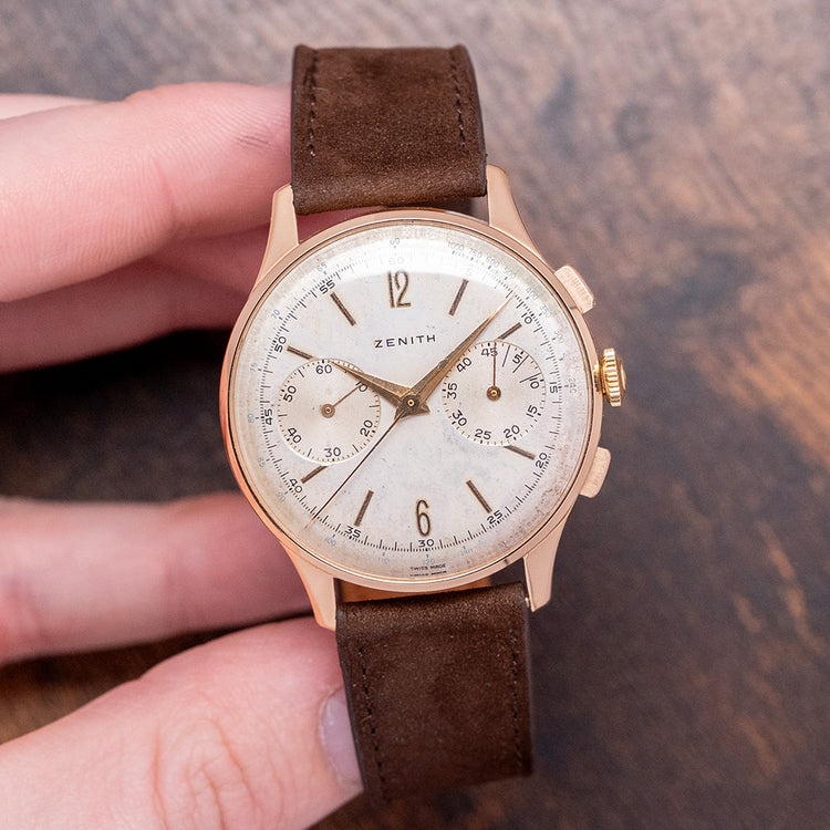 1950s Zenith 'Stellina' 18ct Pink Gold 37mm Oversized 156 D