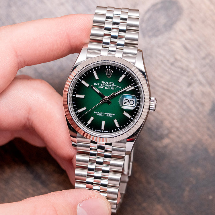 2026 Rolex Datejust 36mm Green Ombré Jubilee/Fluted 126234