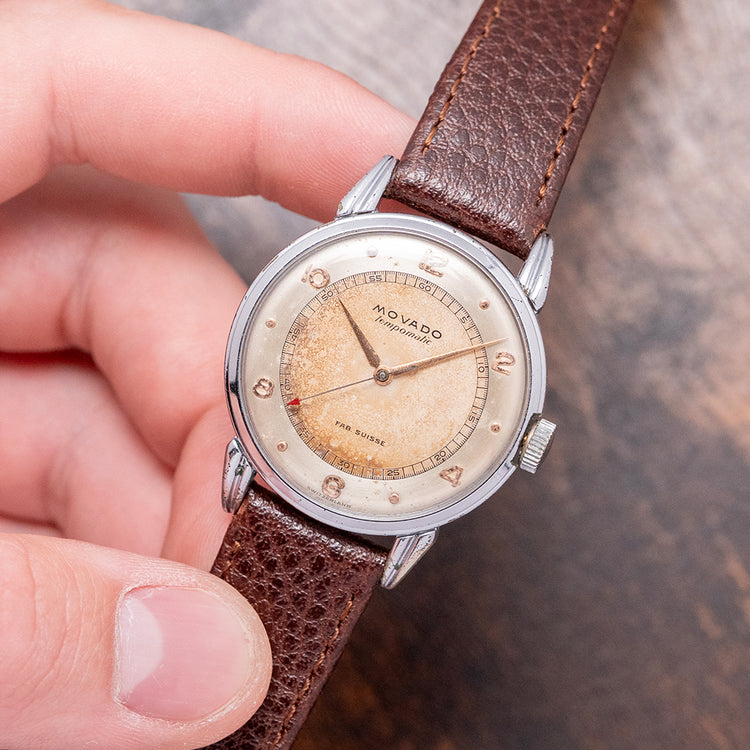 1950s Movado Tempomatic Claw Lugs Bumper Automatic 34mm