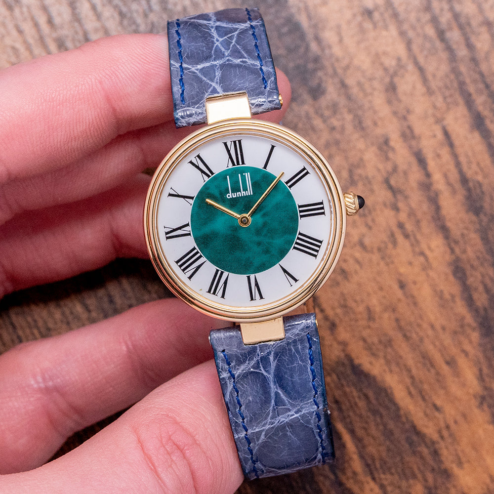 1980s Dunhill .925 Silver "Green" Dial "Vendôme" 33mm Quartz