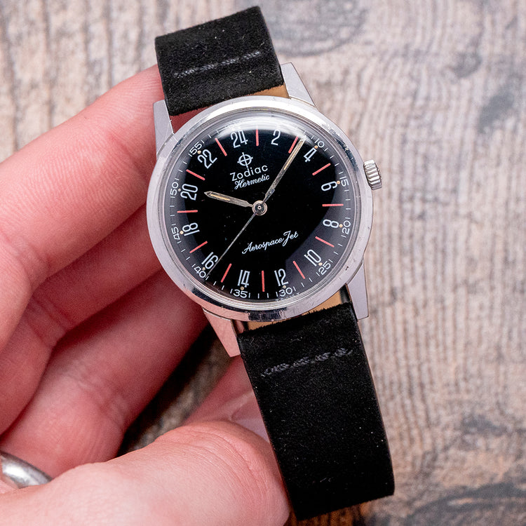 1970s Zodiac Hermetic Aerospace Jet 24 Hour 34mm
