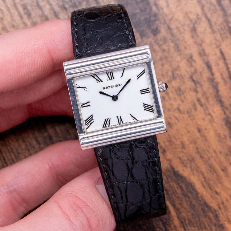 1990s Bueche Girod .925 Sterling Silver "TV Case" Quartz 28mm