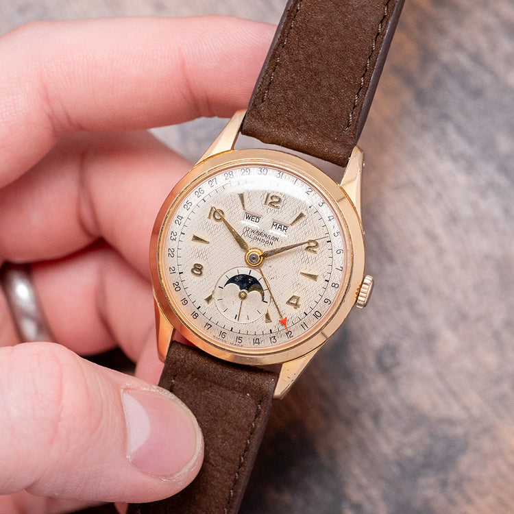 1950s J.W Benson Triple Calendar Moonphase Venus 203 34mm