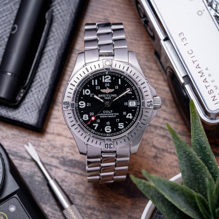 2004 Breitling Colt Quartz Black 38mm A74350 Box & Papers