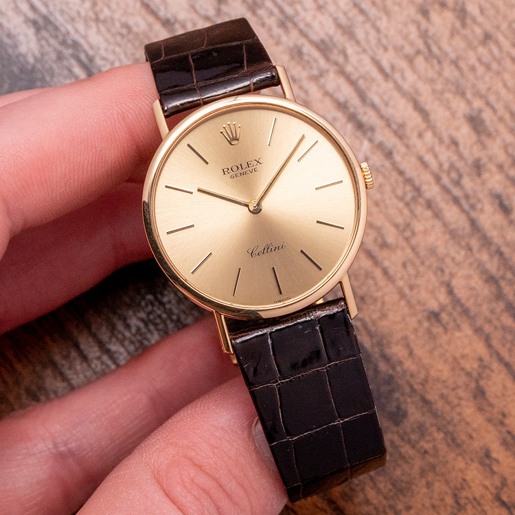 Unpolished 1990 Rolex Cellini 18ct Gold 5112/8 Box & Papers