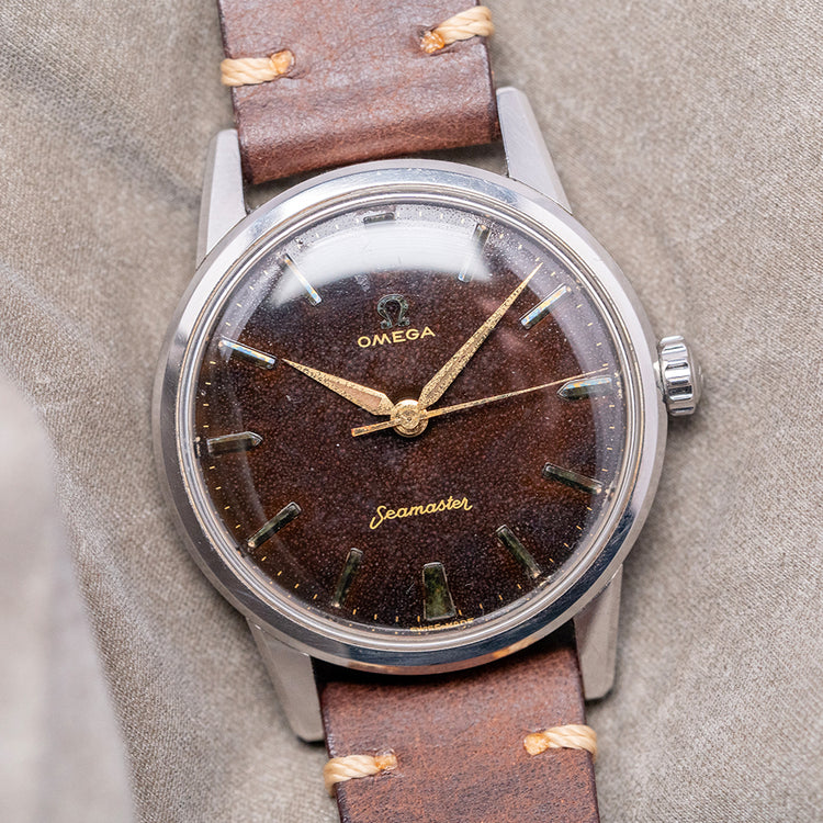 1960 Omega Seamaster Tropical Brown Gilt Dial 35mm 14390