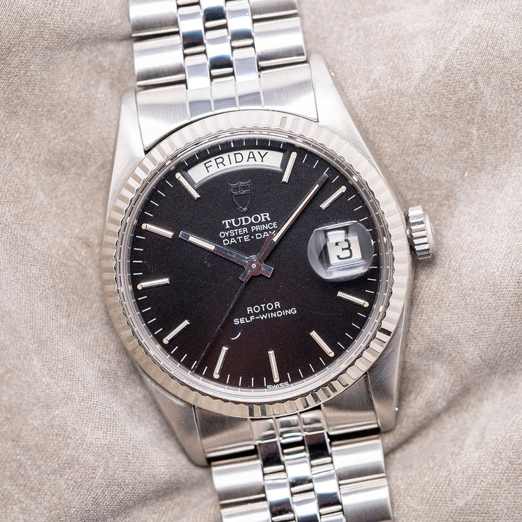 1989 Tudor Oyster Prince Date-Day 36mm Black on Bracelet