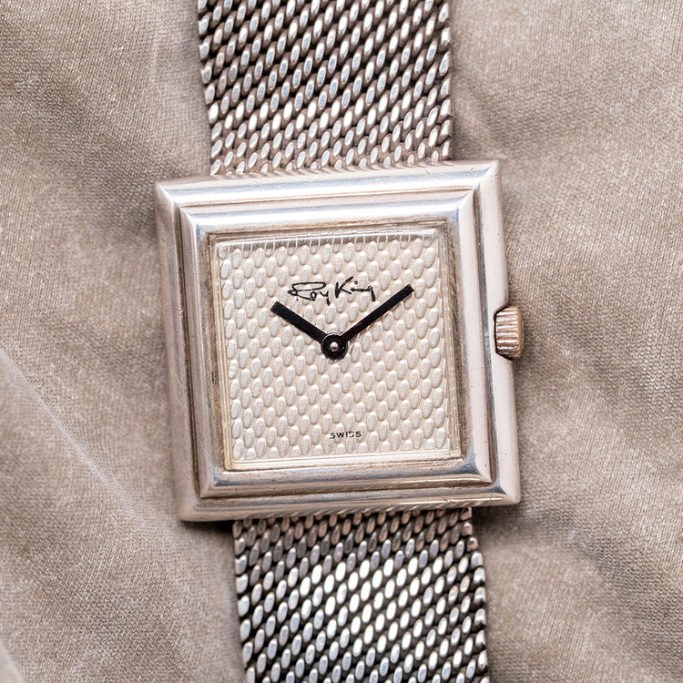 1974 Roy King .925 Sterling Silver Square Case on Bracelet 28mm