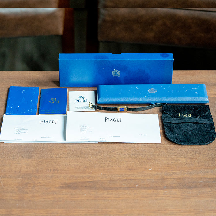 1992 Piaget Polo 18ct Gold Lapis Dial Box & Papers 15213