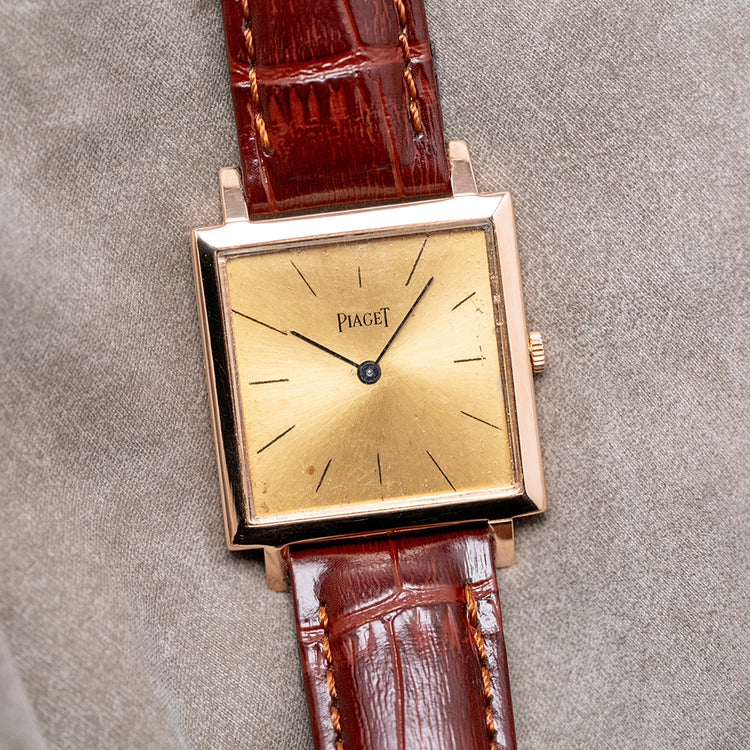 1960s Piaget 18ct Pink Gold Square Manual 25mm 901