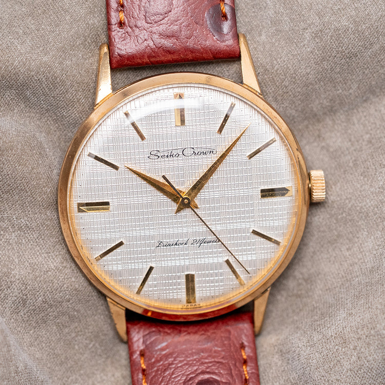 1960s Seiko Crown Textured Dial Gold-Plated 35mm 15002