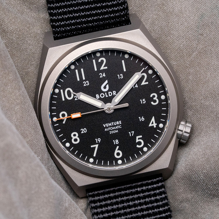 2021 Boldr Venture Automatic Carbon Black Titanium 38mm