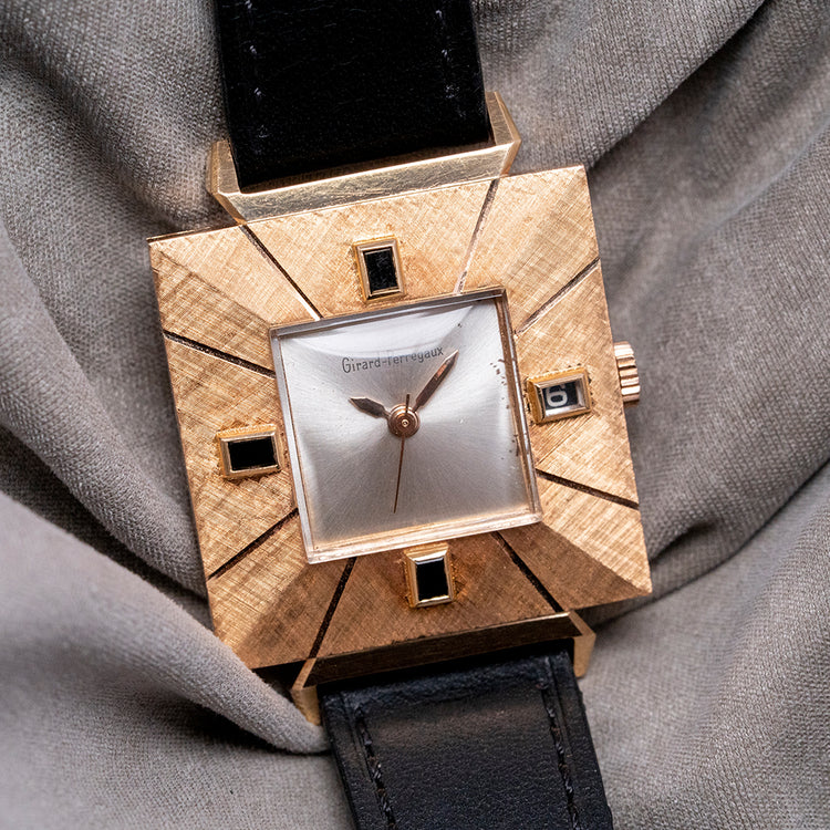 1960s Girard-Perregaux 18ct Pink Gold Square Art Deco Auto