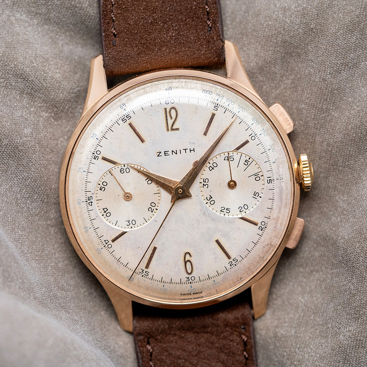 1950s Zenith 'Stellina' 18ct Pink Gold 37mm Oversized 156 D