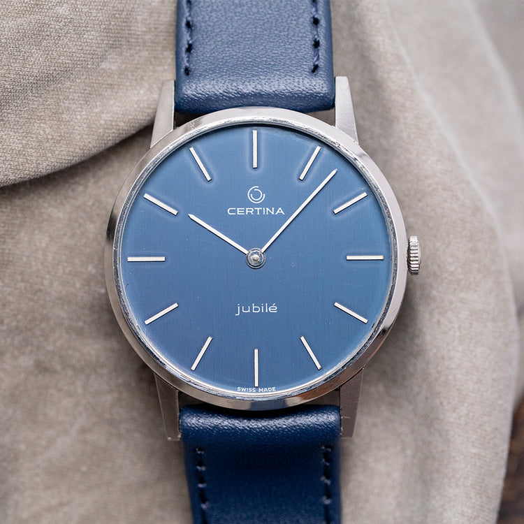 1970s Certina Jubile Blue Dial Manual Cal. 396 Steel 34mm