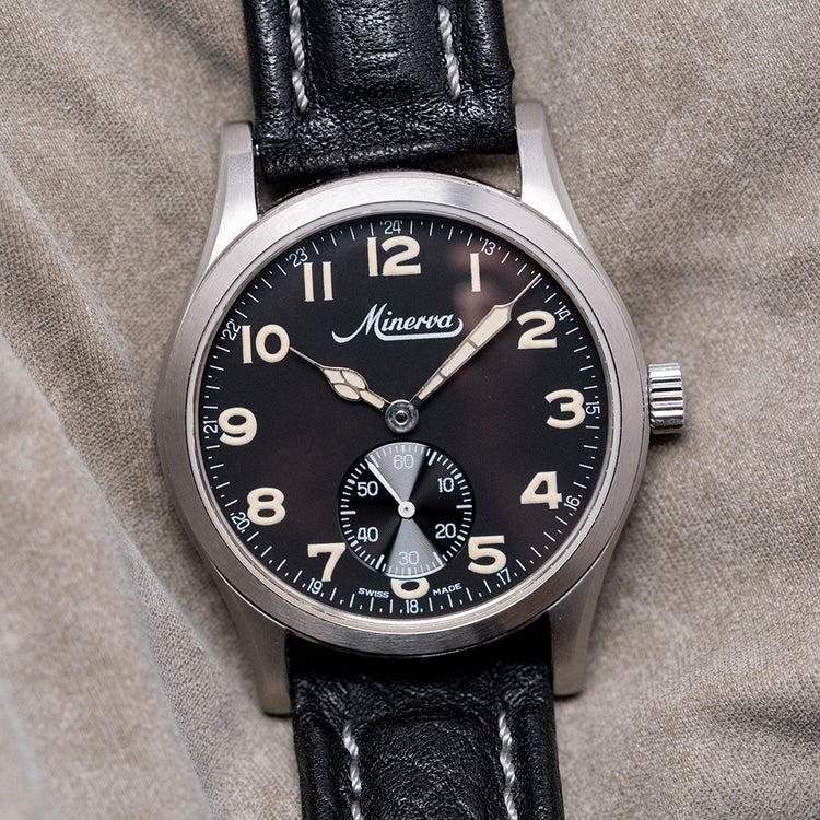 1990s Minerva Pythagore A481 Aviation Black Cal. 48 34mm