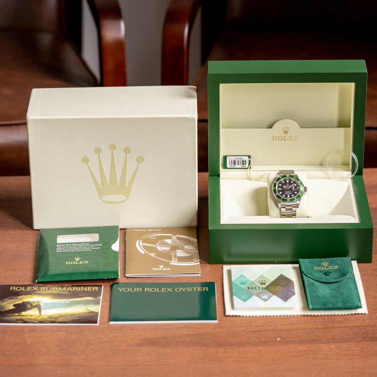 Factory Stickered 2007 Rolex Submariner "Kermit" Green 16610LV