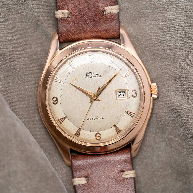 1950s Ebel Automatic Date 18ct Pink Gold Dress Watch 36mm