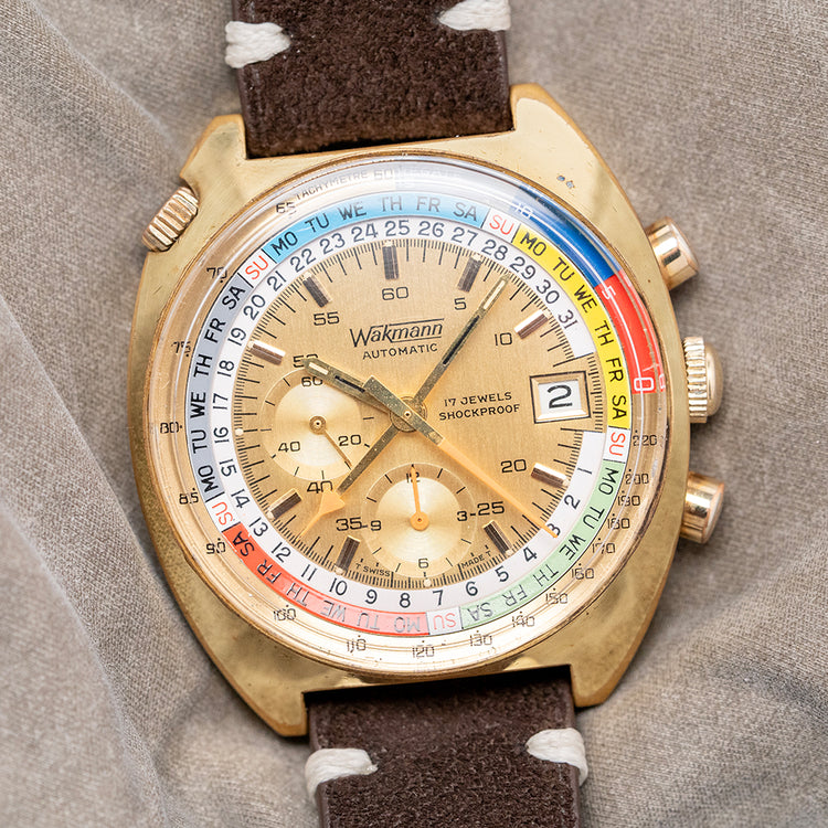 1970s Wakmann Automatic Chronograph Lemania 1341 42mm