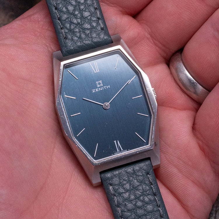 1977 Zenith Manually Wound "Tank" Blue Dial 01.0640.171