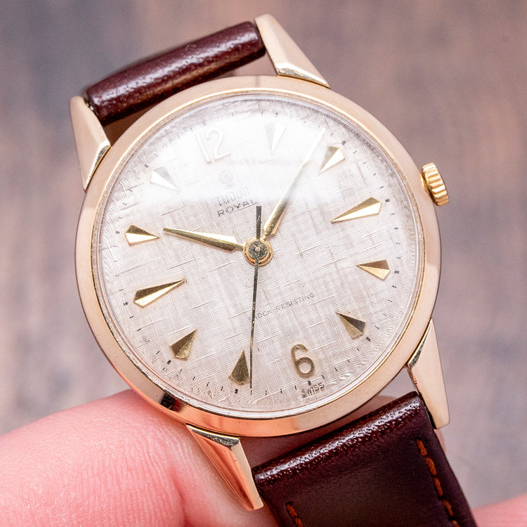 1962 Tudor Royal 9ct Gold Linen Dial 32mm Mechanical