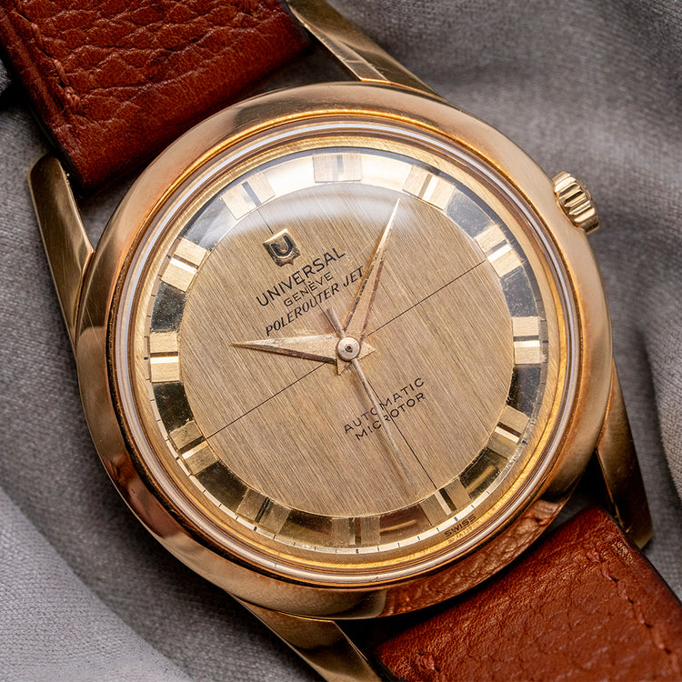 1960s Universal Genève Polerouter Jet 18ct Gold Micro-Rotor 10364-1