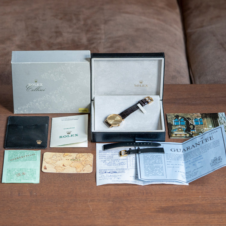 Unpolished 1990 Rolex Cellini 18ct Gold 5112/8 Box & Papers