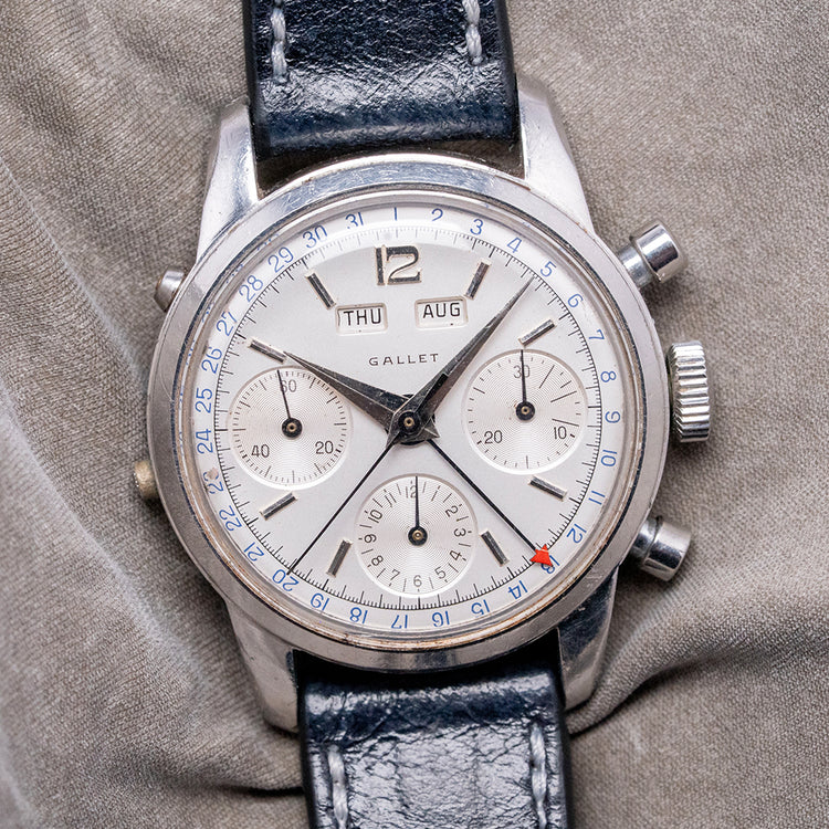 1950s Gallet Multichron Calendar Chronograph Valjoux 72C 35mm