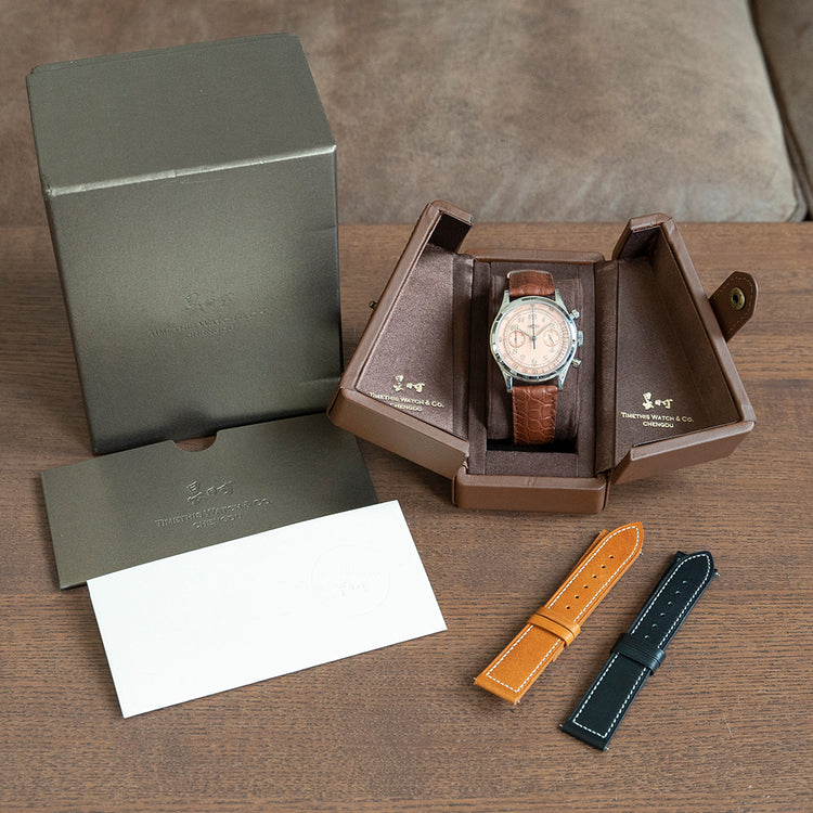 2022 Time This Salmon Dial Meca-Quartz Chrono 38mm