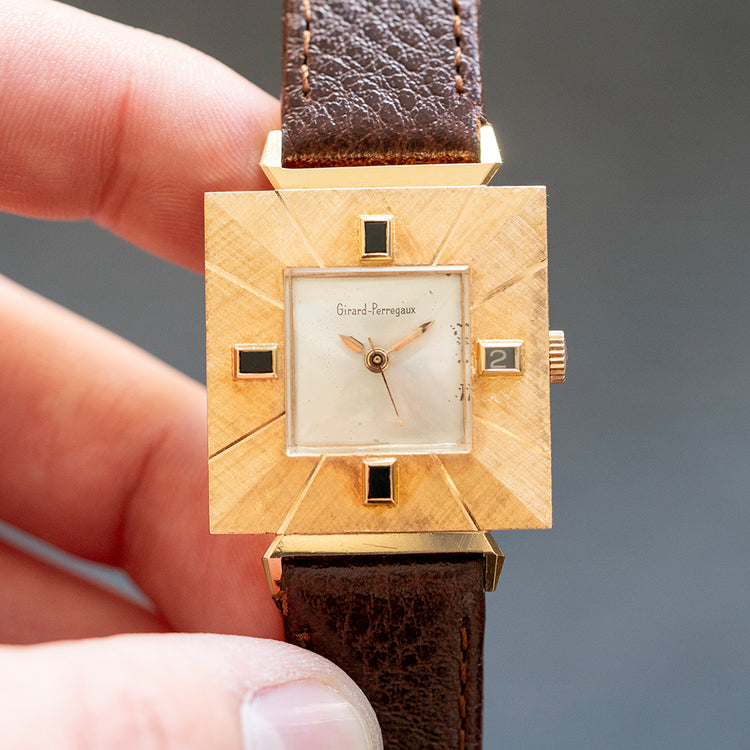 1960s Girard-Perregaux 18ct Pink Gold Square Art-Deco Auto - vault
