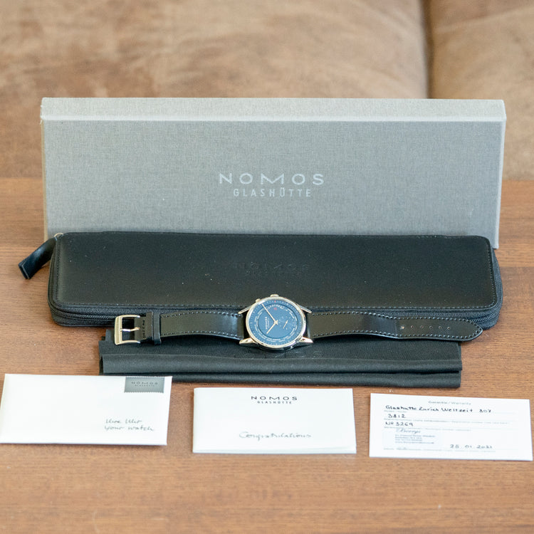 2021 Nomos Zurich World Timer Dark Blue 807 Automatic 40mm