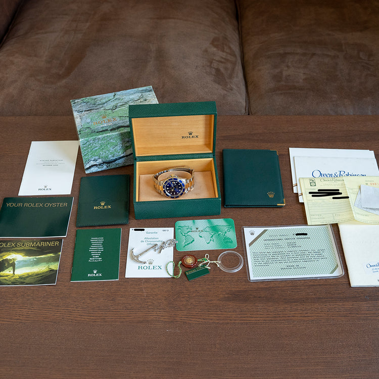 2004 Rolex Submariner Steel & Gold "Bluesey" 16613 Complete Set