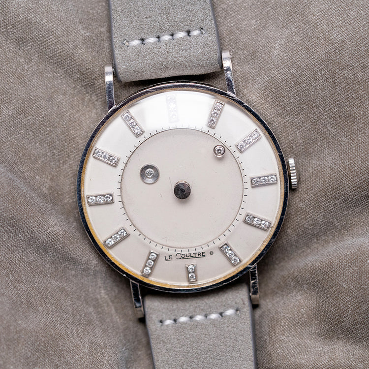 1955 LeCoultre & Vacheron 14ct White Gold Diamond Mystery Hour 33mm