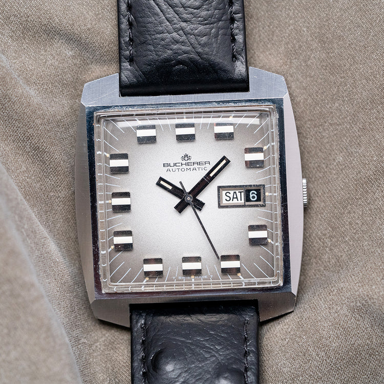 1970s Bucherer Automatic Smoke Grey Dial TV-Case 35mm