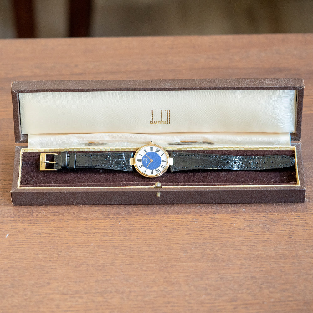 1980s Dunhill .925 Silver "Blue" Dial "Vendôme" 33mm Quartz