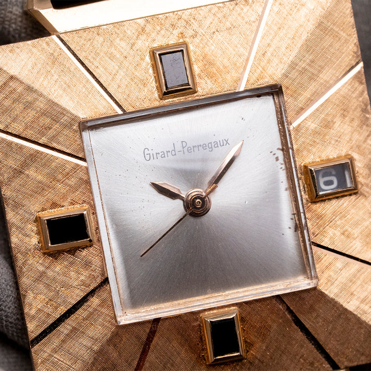 1960s Girard-Perregaux 18ct Pink Gold Square Art-Deco Auto