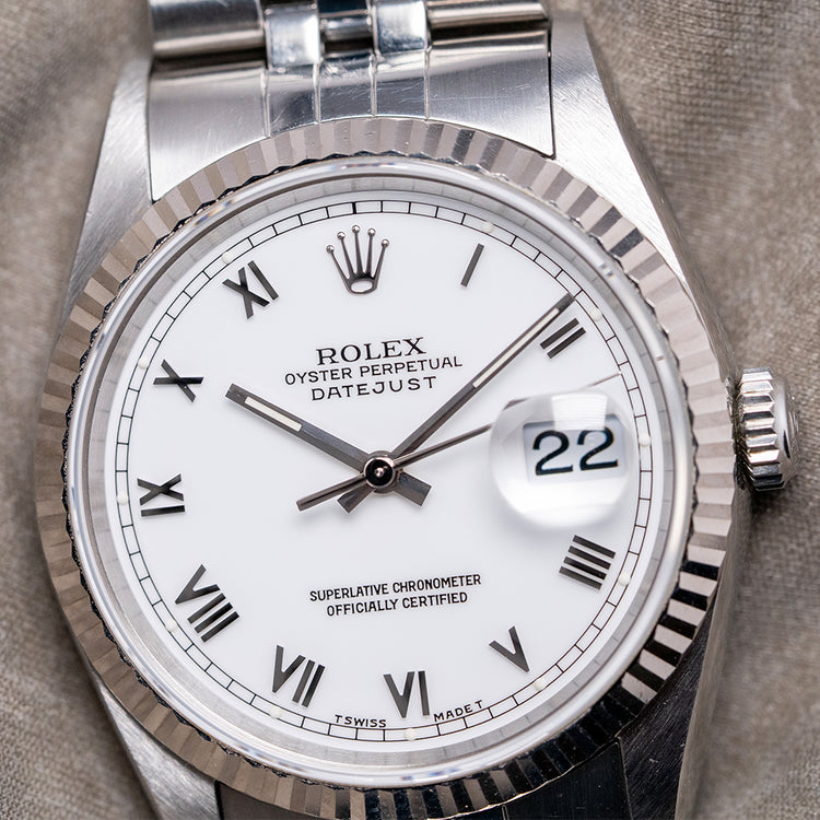 1995 Rolex Datejust 36mm White Tritium Roman Dial 16234