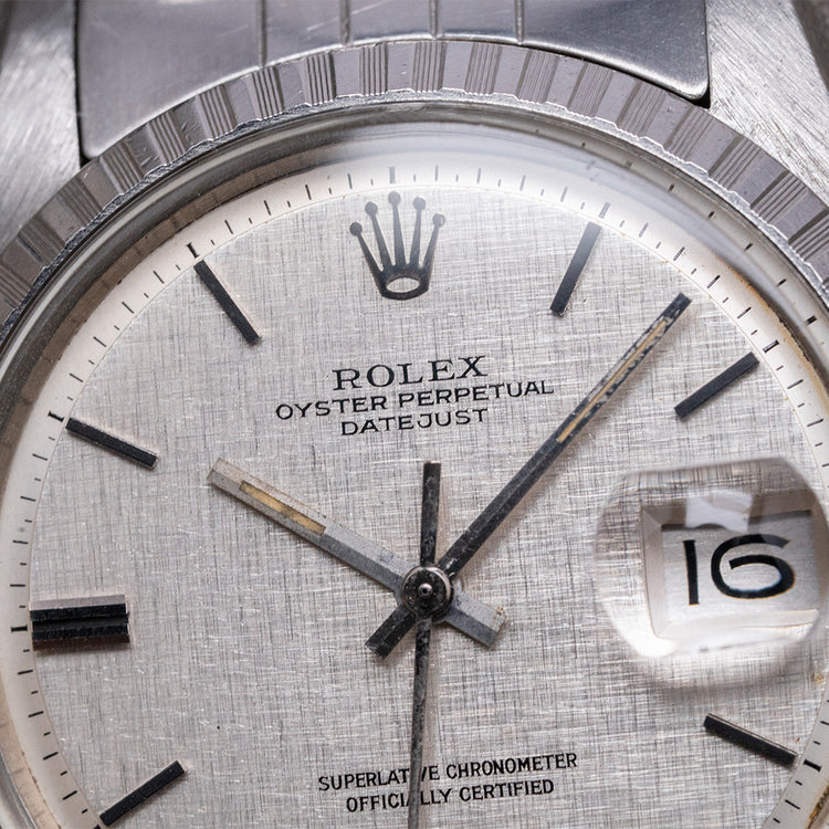 1978 Rolex Datejust 36mm Linen Dial Engine-Turned Bezel 1603