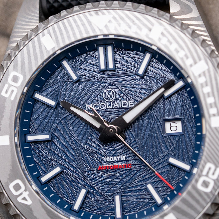2024 McQuaide Q1-B Abyss Damascus Steel Automatic 43.5mm