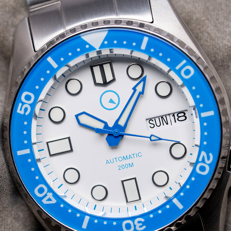 2020 Islander Automatic Dive Watch White & Blue 38mm #ISL-25