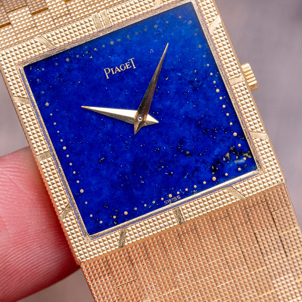 1970s Piaget Lapis Lazuli Dial 18ct Gold on Bracelet 935C4