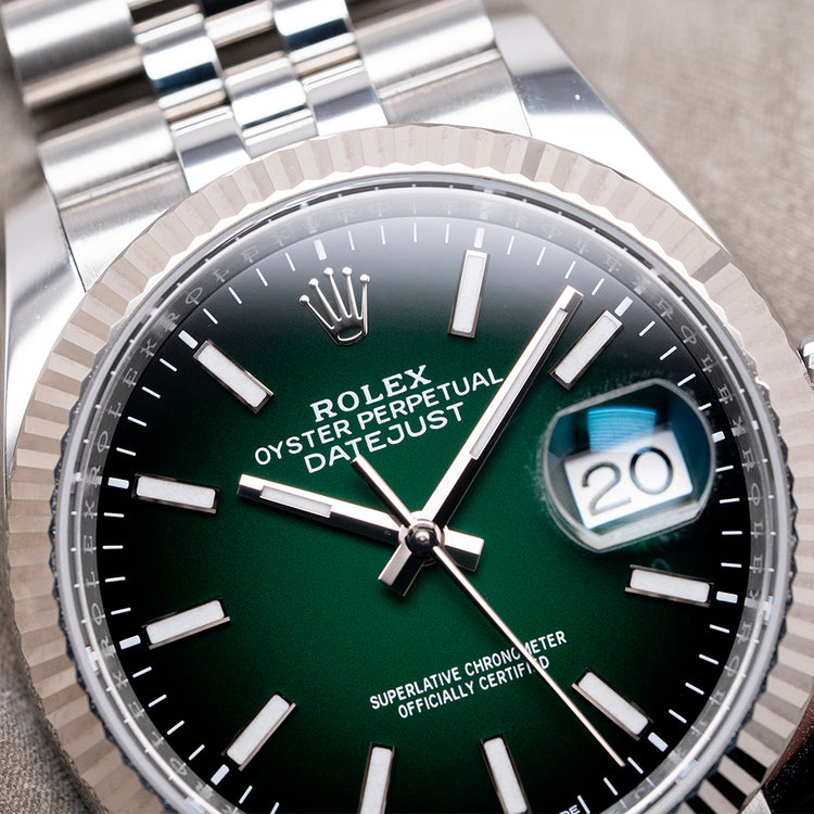 2026 Rolex Datejust 36mm Green Ombré Jubilee/Fluted 126234