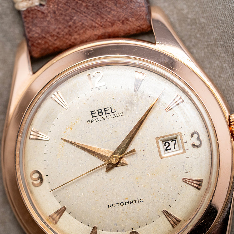 1950s Ebel Automatic Date 18ct Pink Gold Dress Watch 36mm
