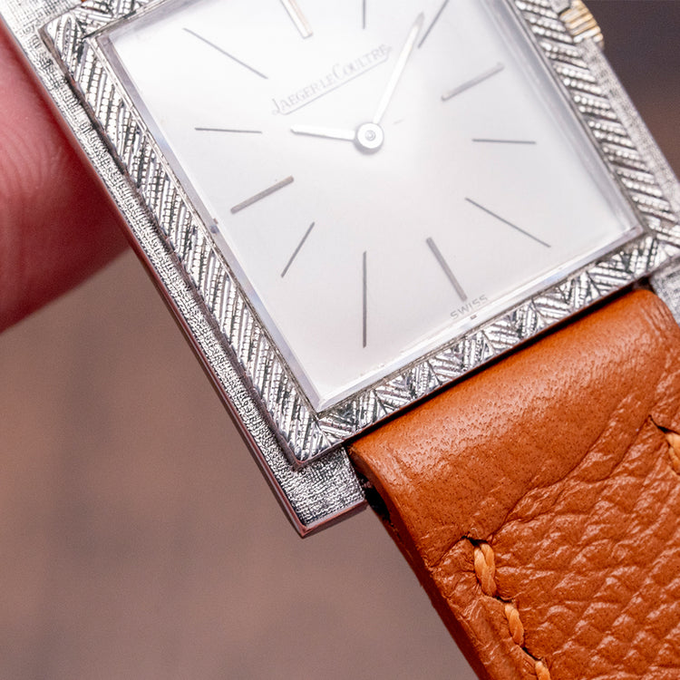 1970s JLC 'Tank' 18ct White Gold Textured 25x30.5mm 4421